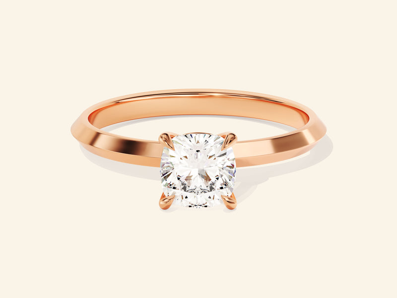 Knife Edge Cushion Engagement Ring