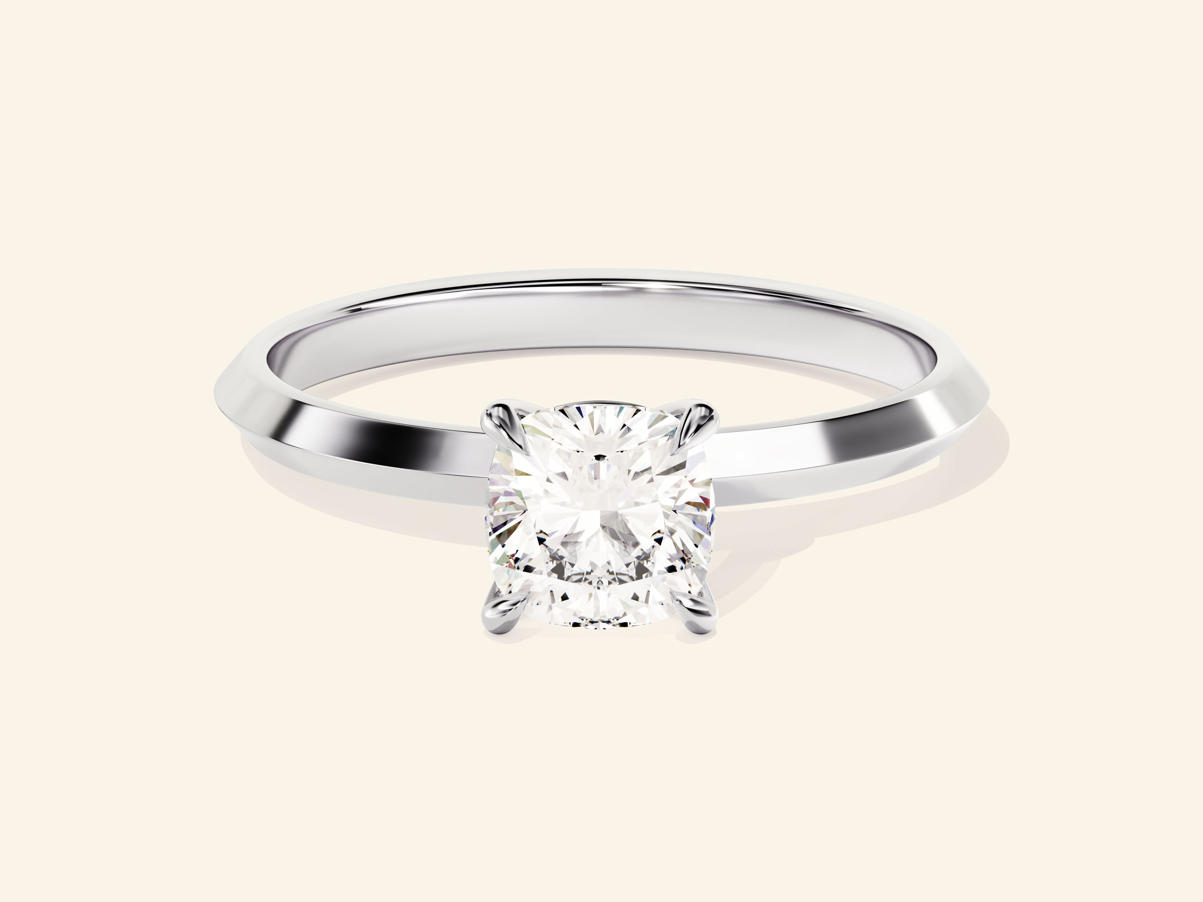 Knife Edge Cushion Engagement Ring
