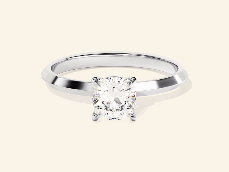 Knife Edge Cushion Engagement Ring
