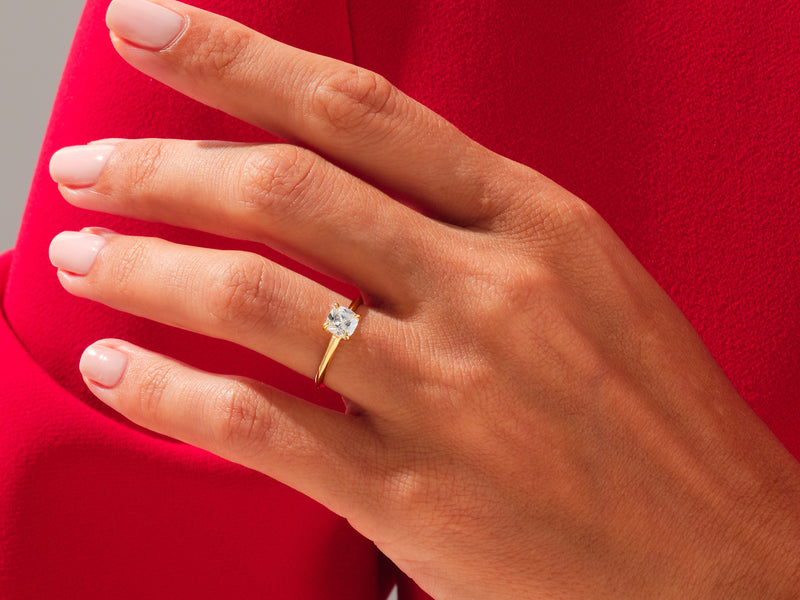 Knife Edge Cushion Engagement Ring