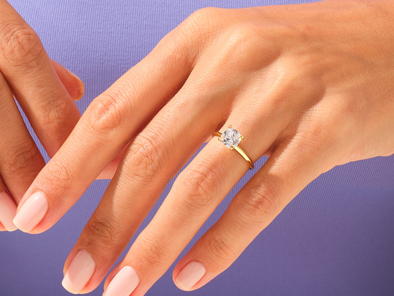 Knife Edge Cushion Engagement Ring