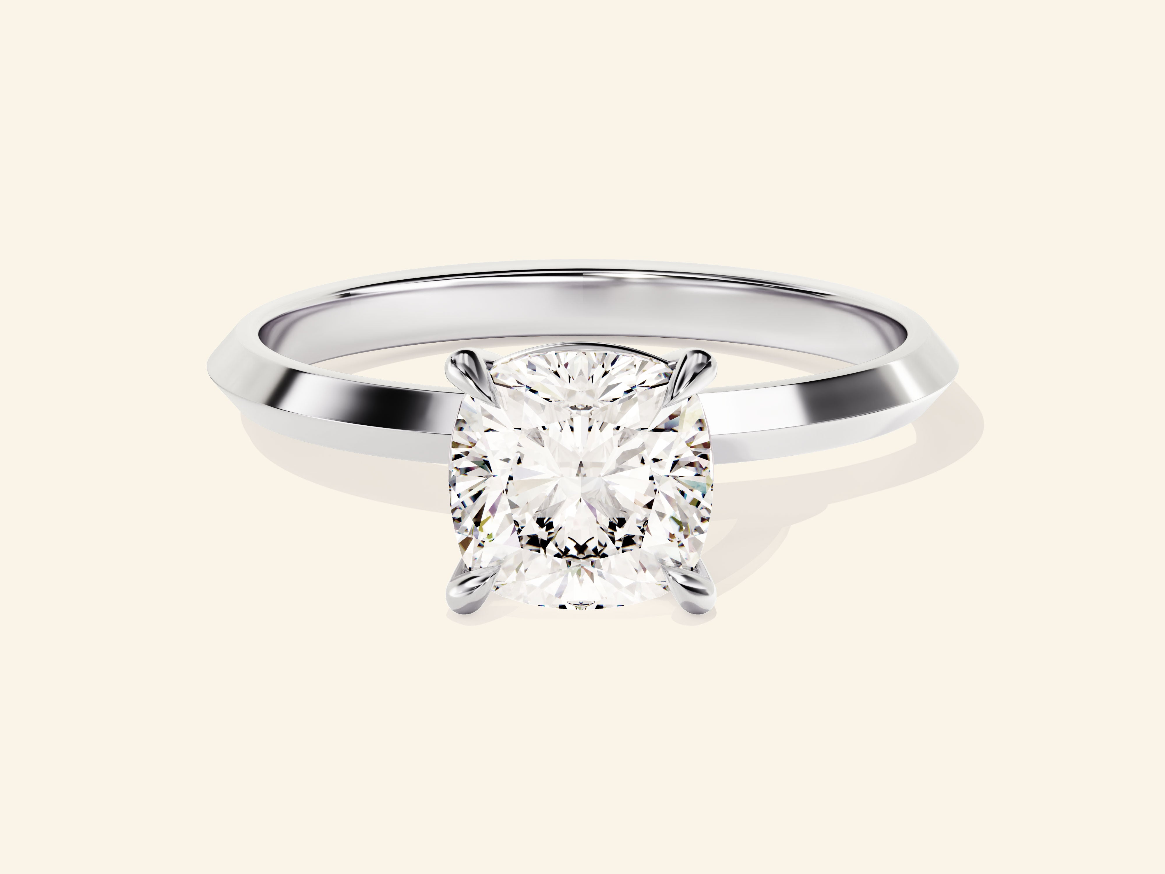 Knife Edge Cushion Engagement Ring