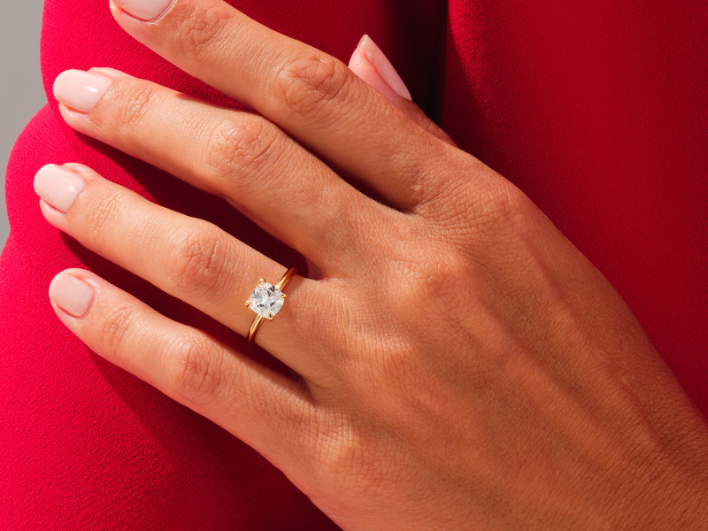 Knife Edge Cushion Engagement Ring