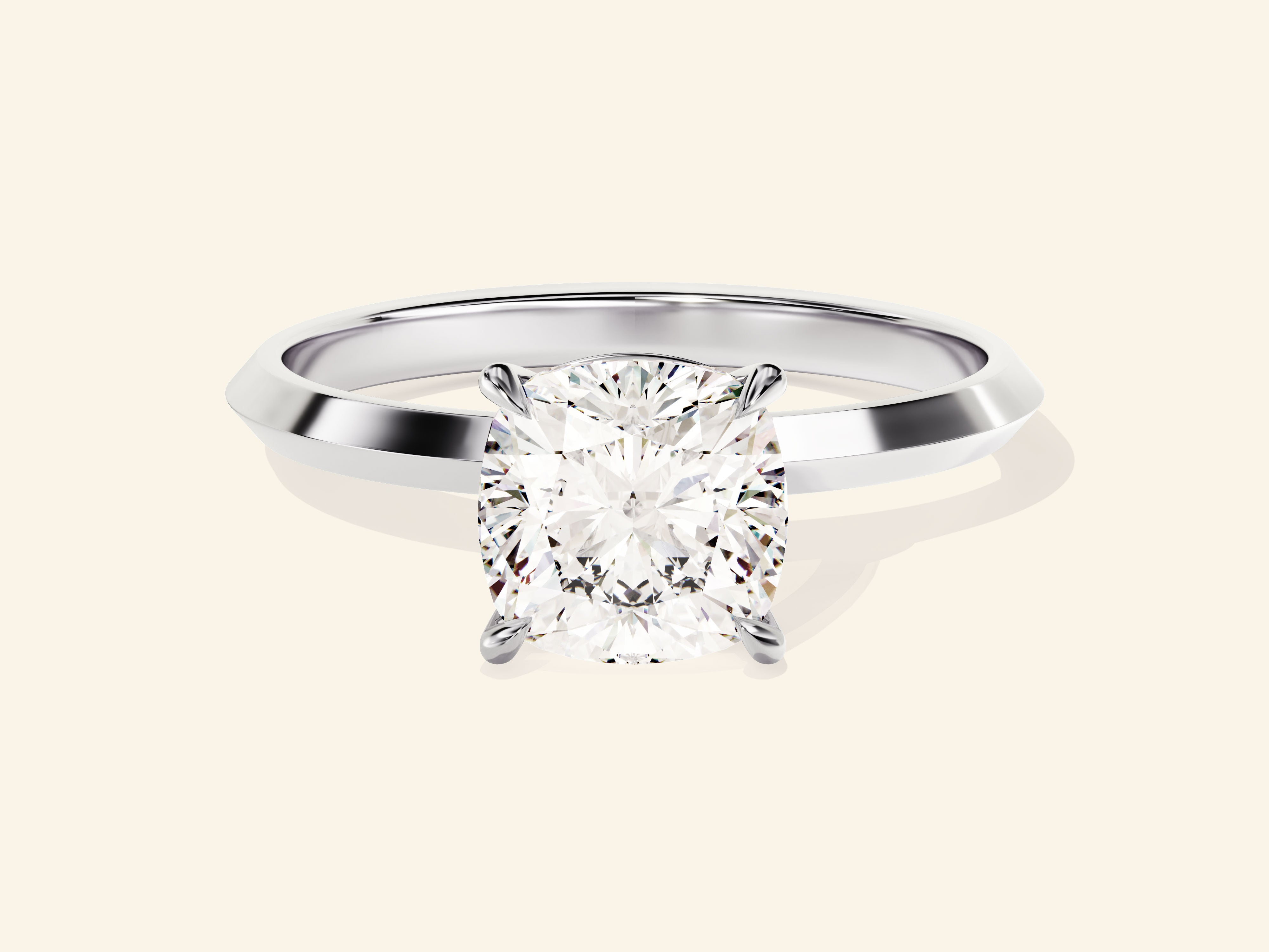Knife Edge Cushion Engagement Ring