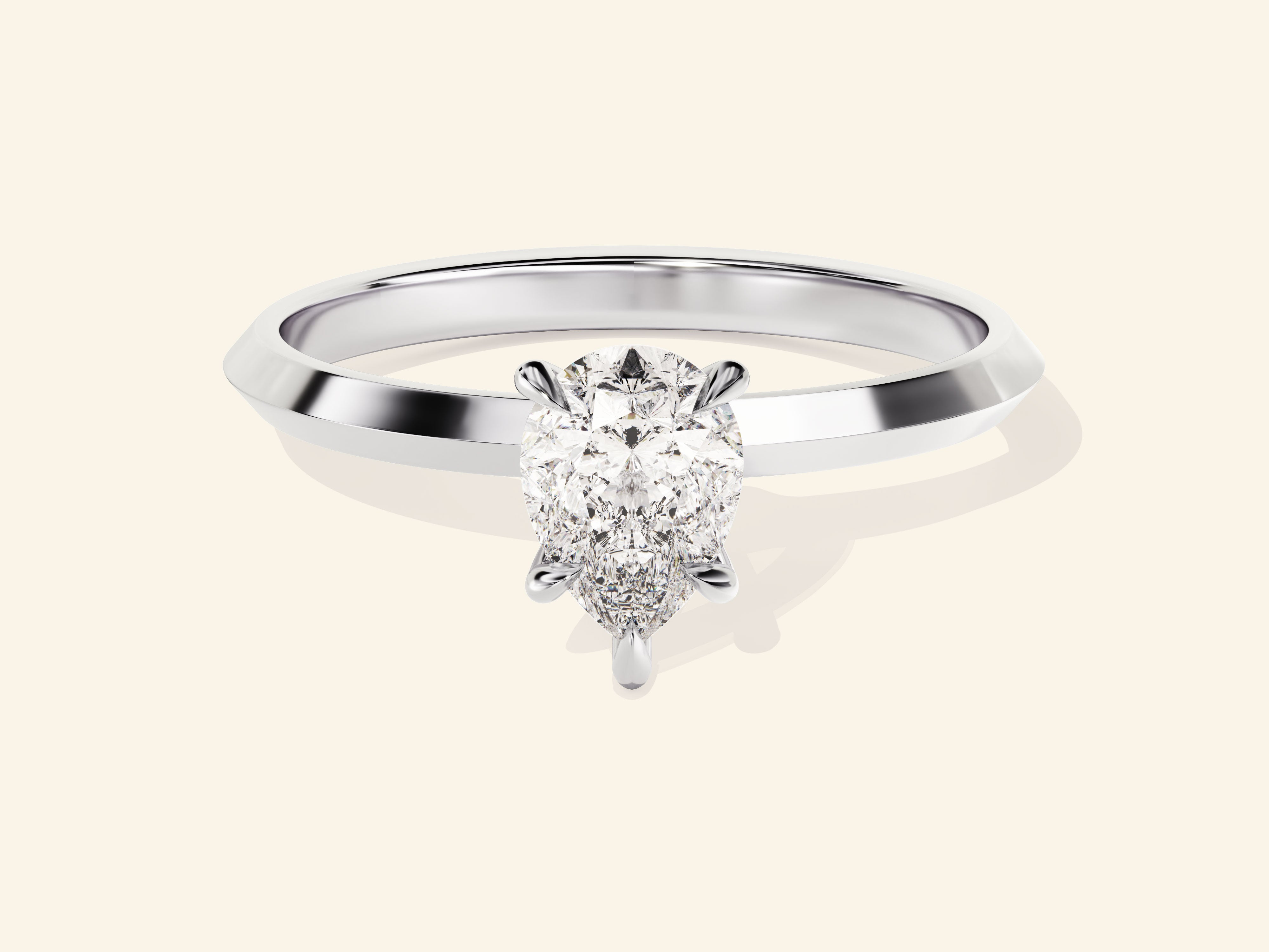 Knife Edge Pear Engagement Ring