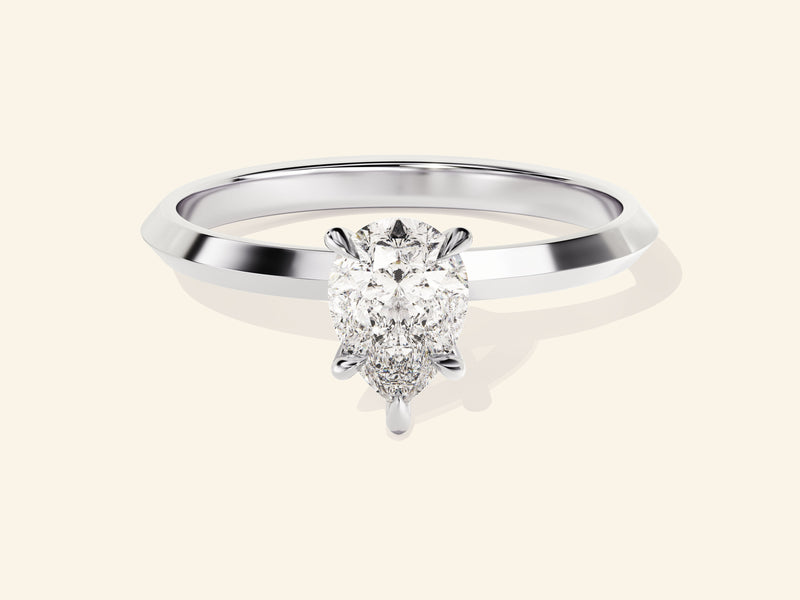 Knife Edge Pear Engagement Ring