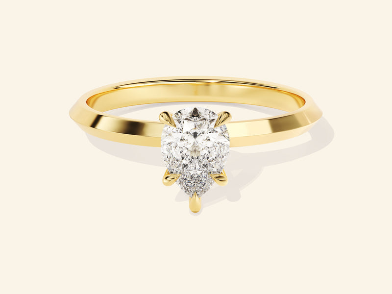 Knife Edge Pear Engagement Ring