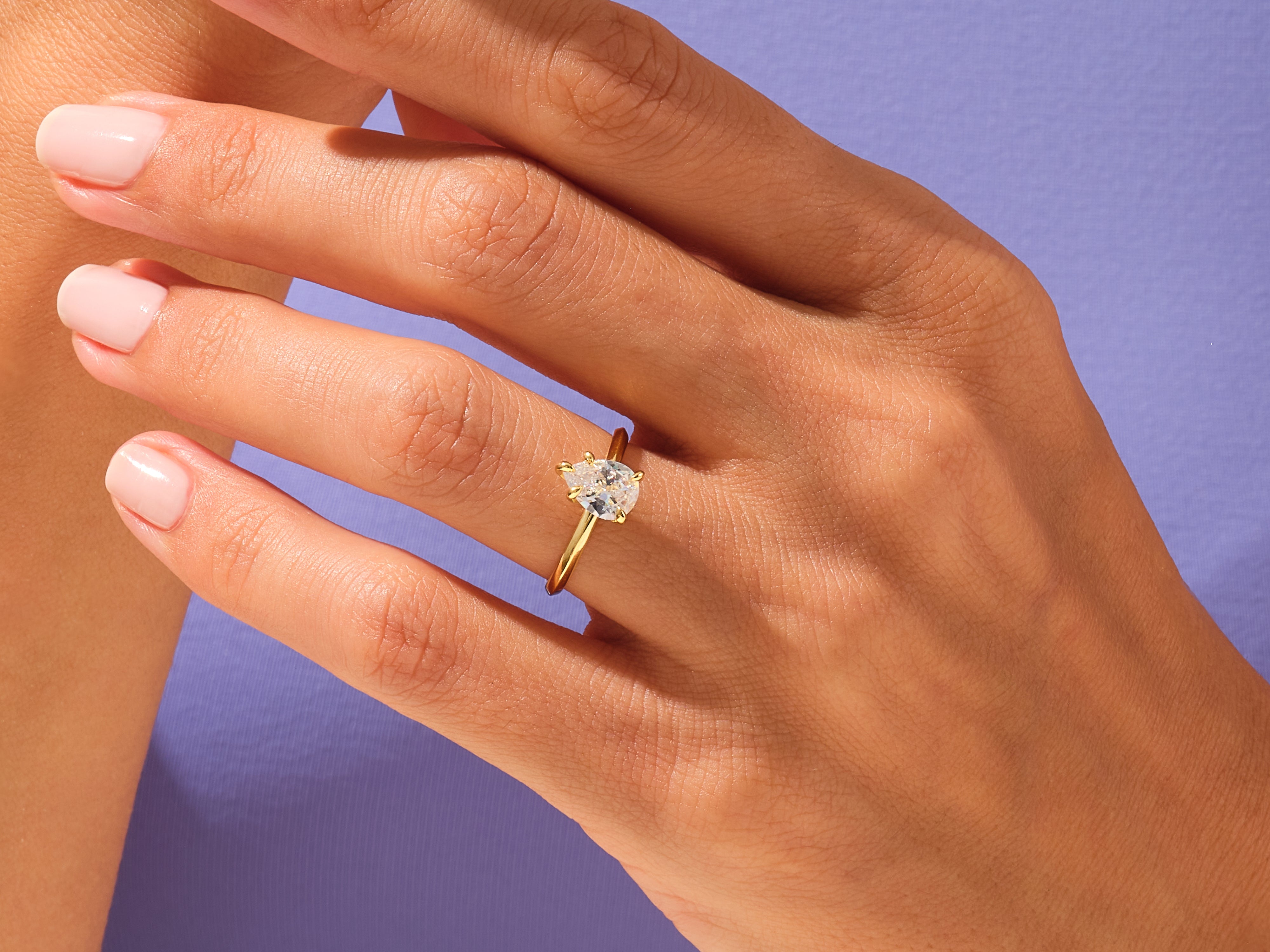 Knife Edge Pear Engagement Ring