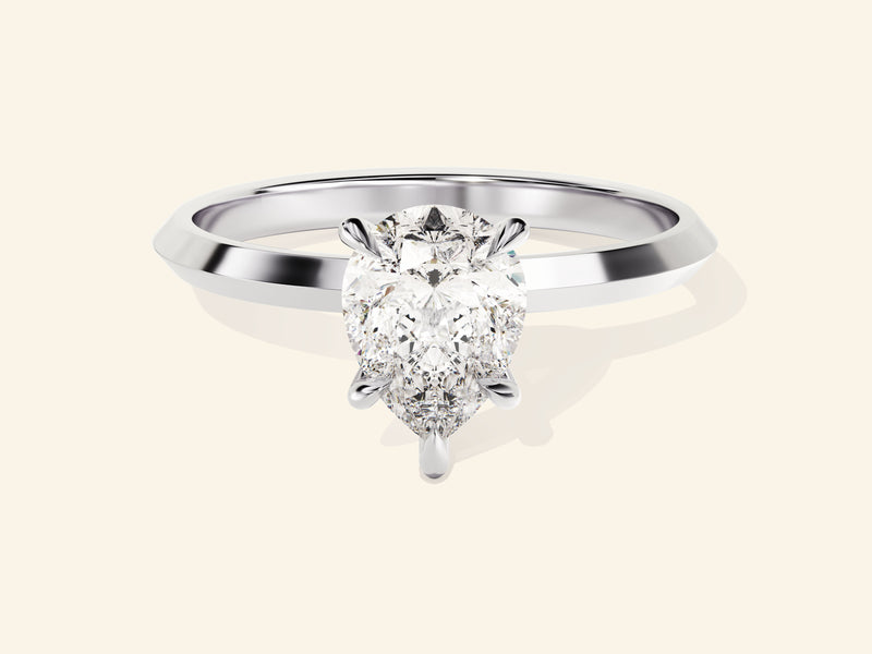 Knife Edge Pear Engagement Ring