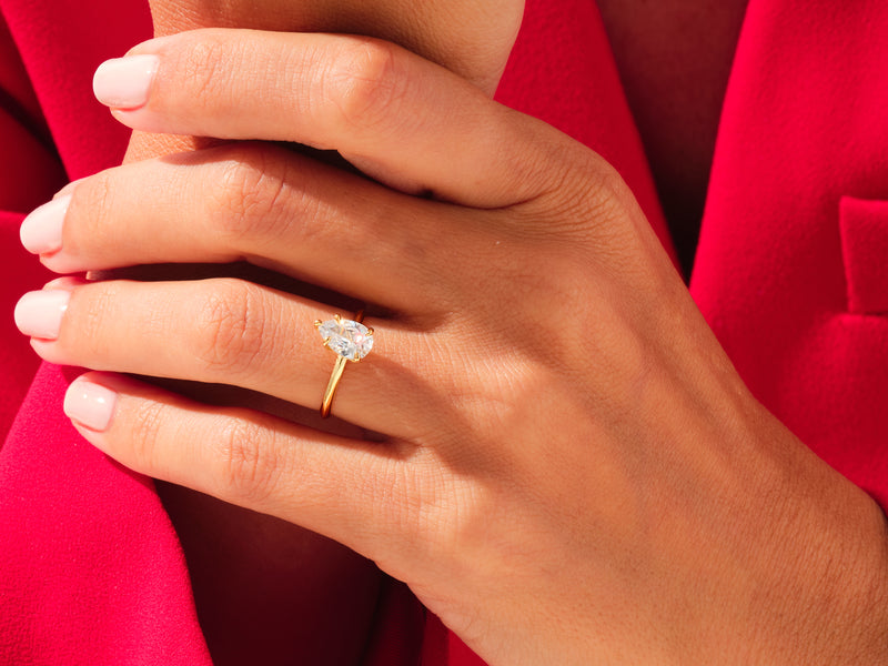 Knife Edge Pear Engagement Ring