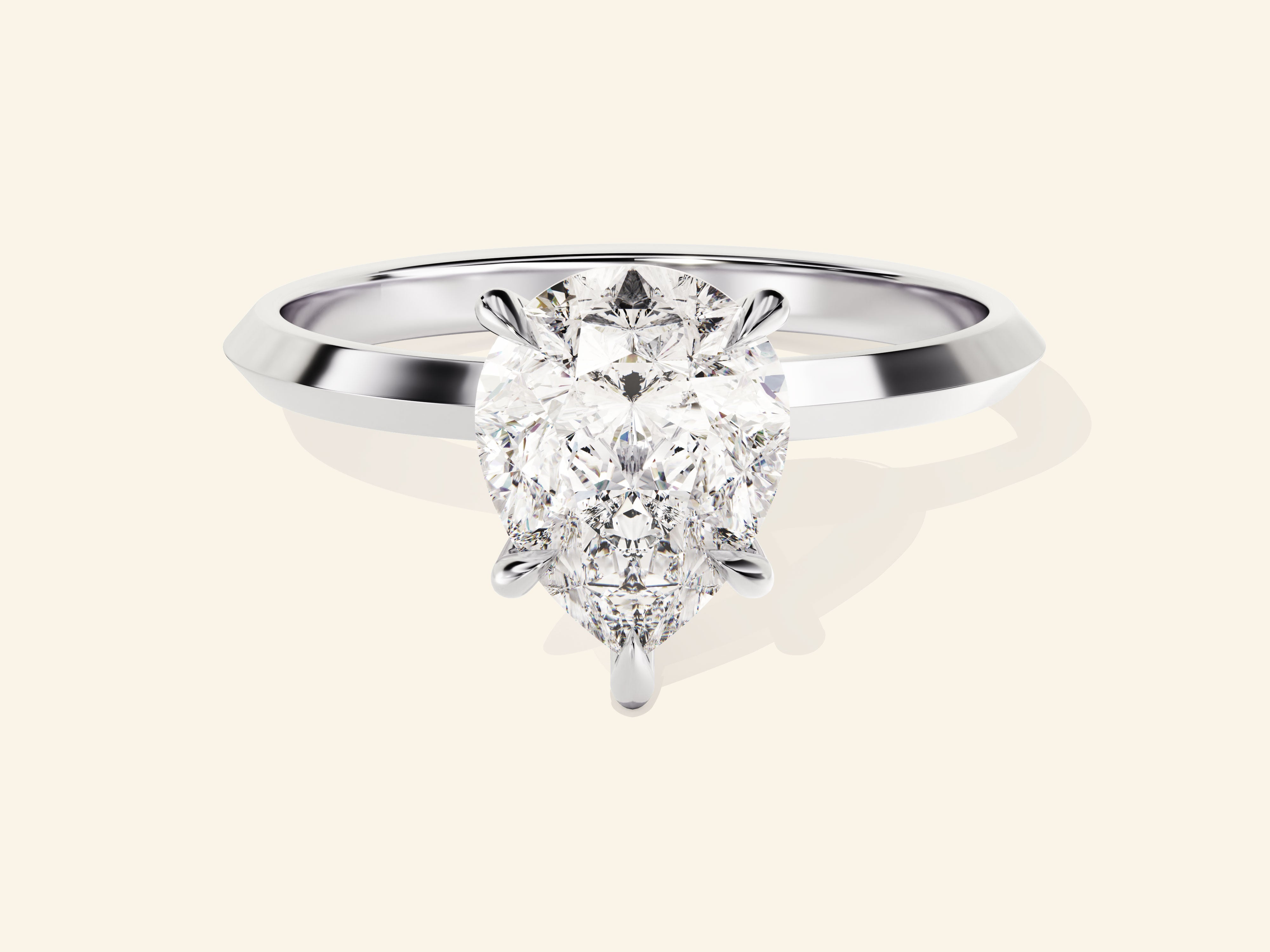 Knife Edge Pear Engagement Ring