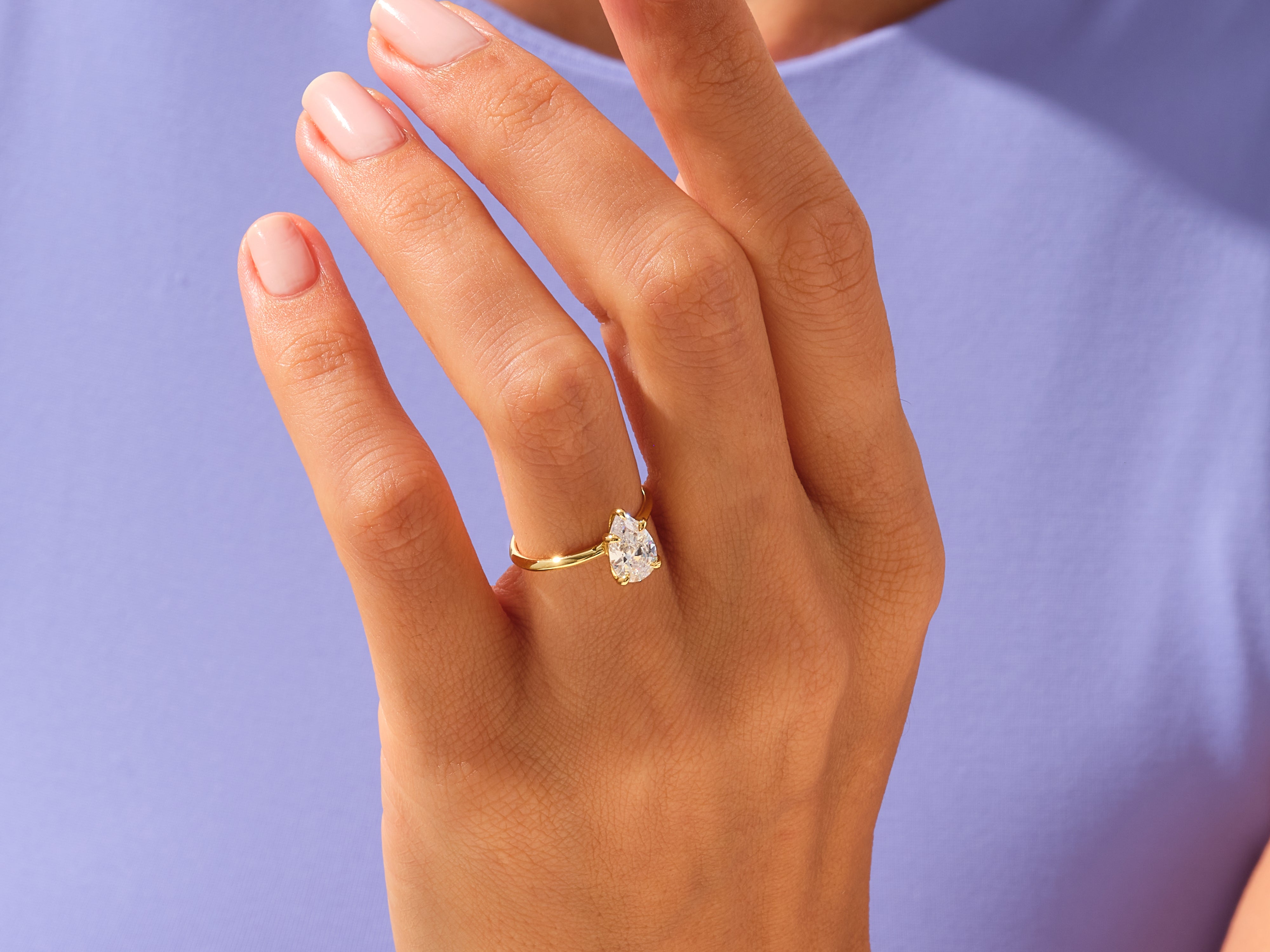 Knife Edge Pear Engagement Ring