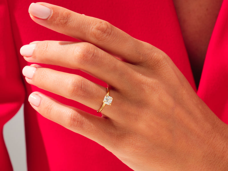 Knife Edge Asscher Engagement Ring