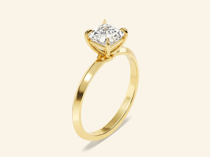 Knife Edge Asscher Engagement Ring