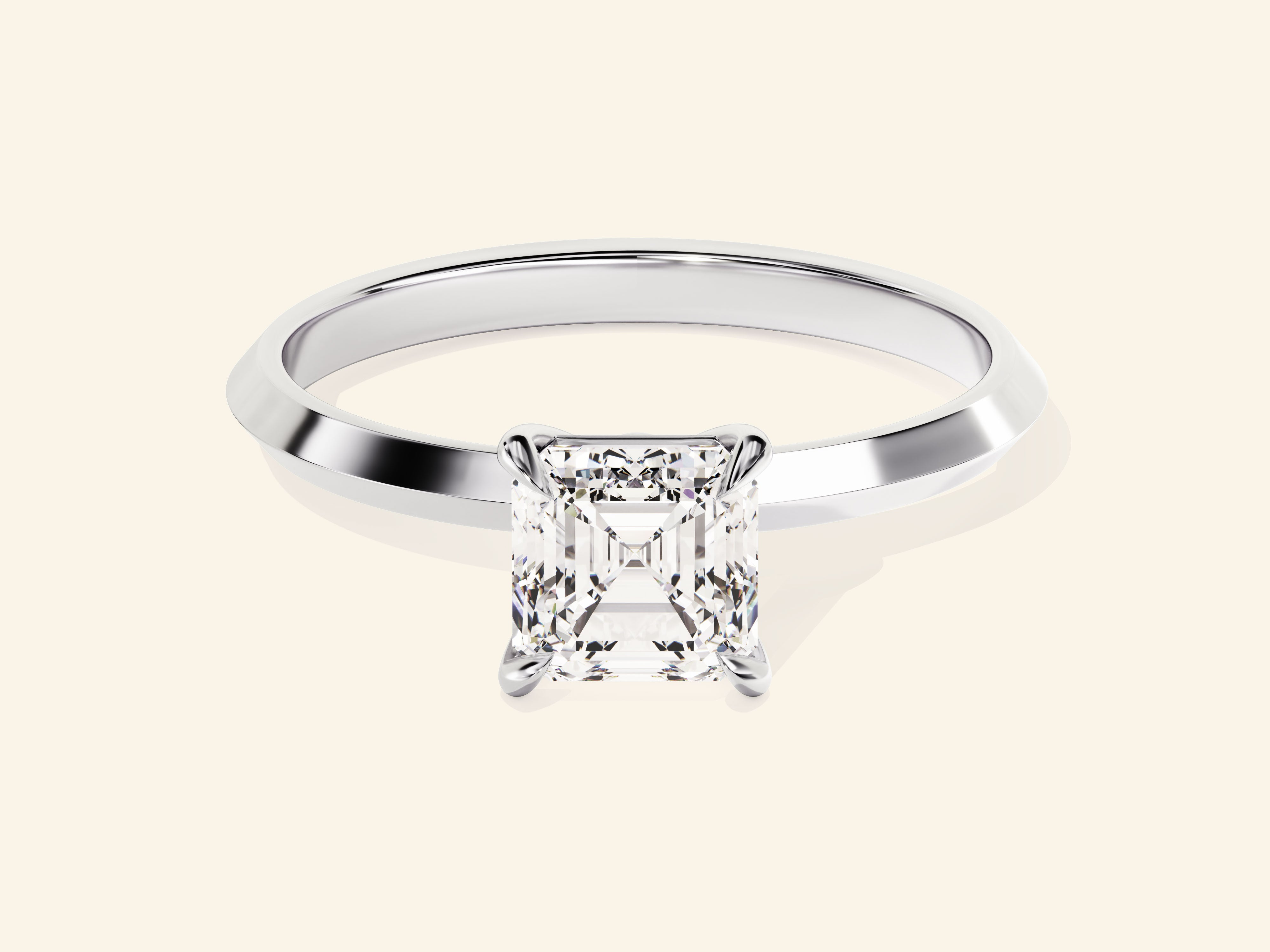 Knife Edge Asscher Engagement Ring