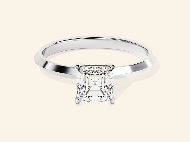 Knife Edge Asscher Engagement Ring