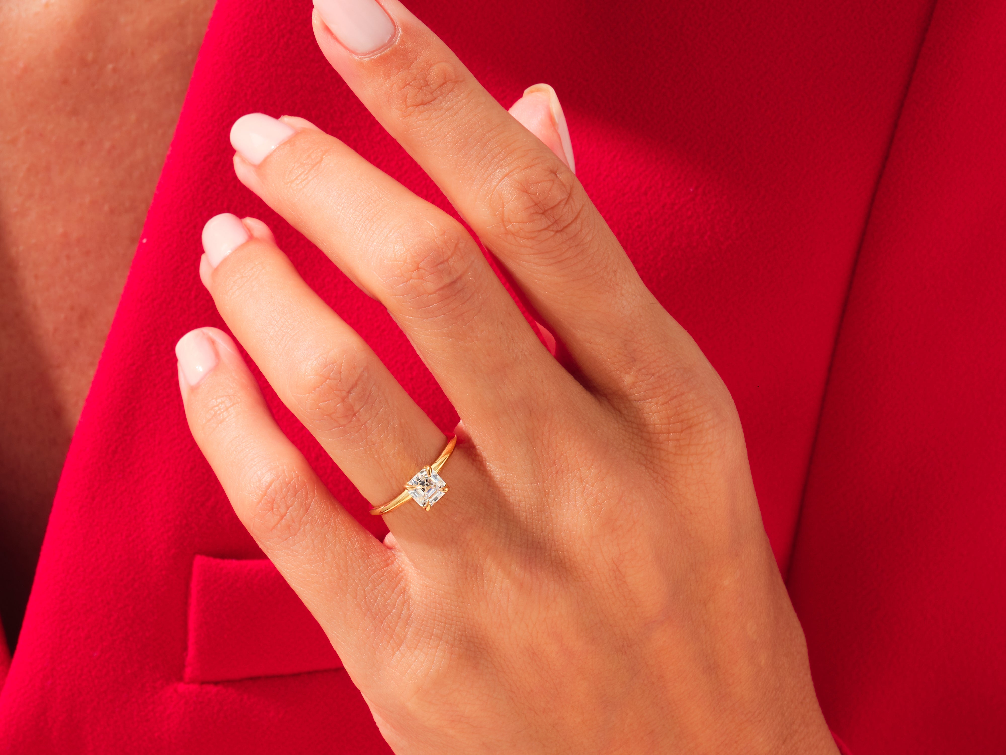 Knife Edge Asscher Engagement Ring
