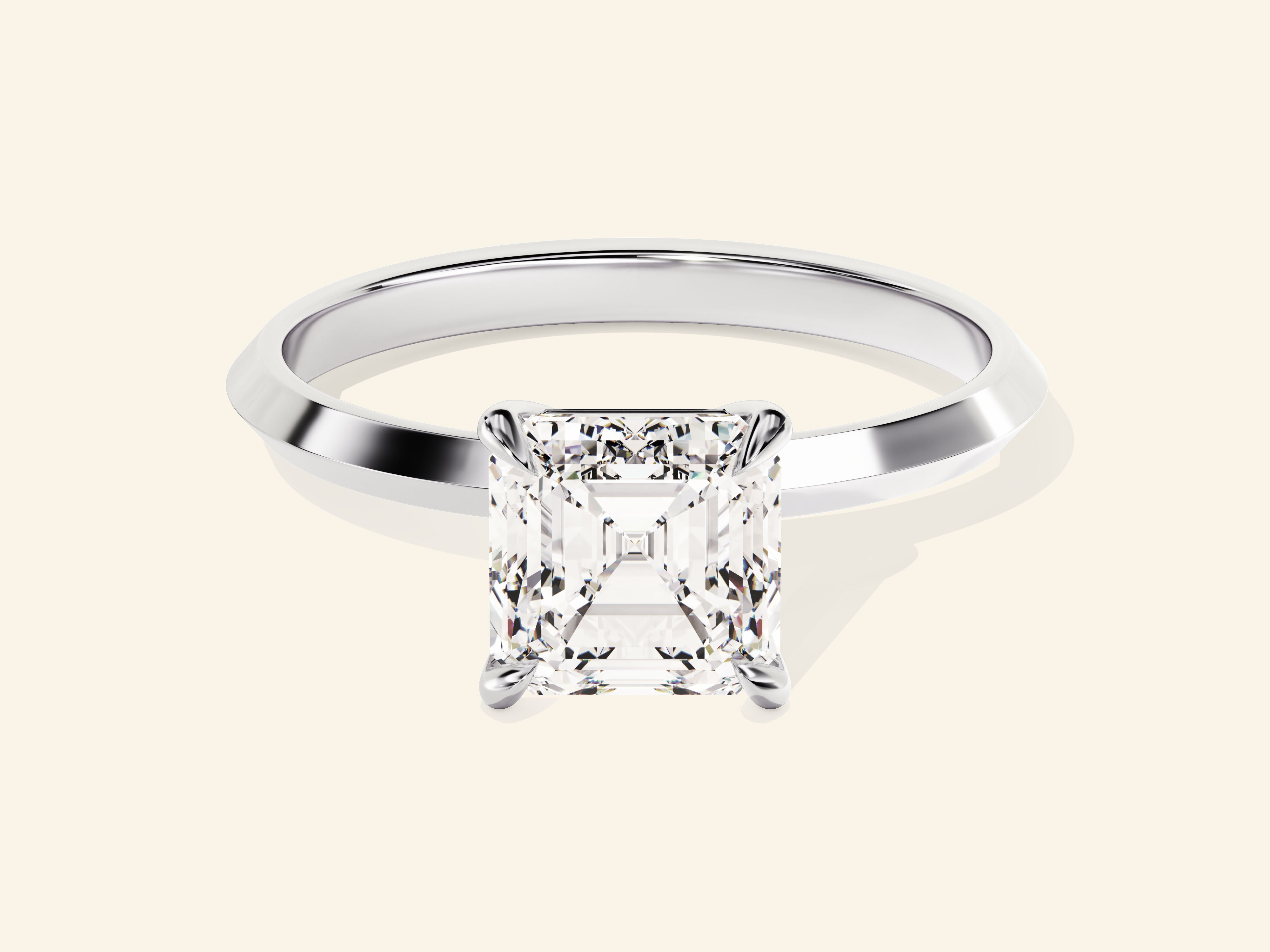Knife Edge Asscher Engagement Ring