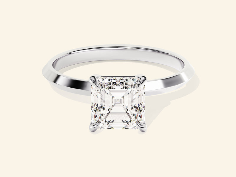 Knife Edge Asscher Engagement Ring