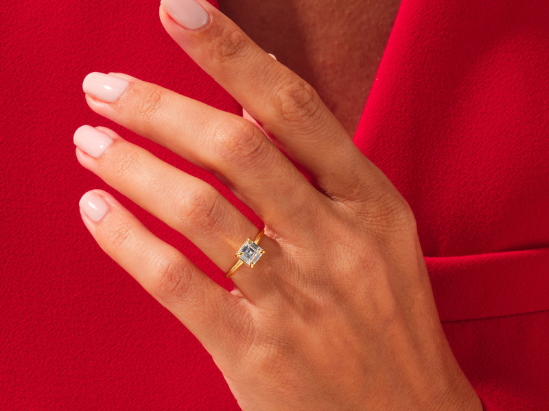 Knife Edge Asscher Engagement Ring