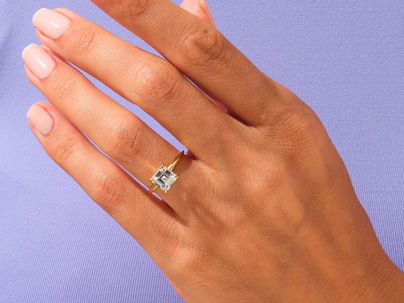 Knife Edge Asscher Engagement Ring