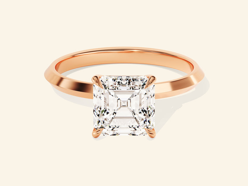 Knife Edge Asscher Engagement Ring