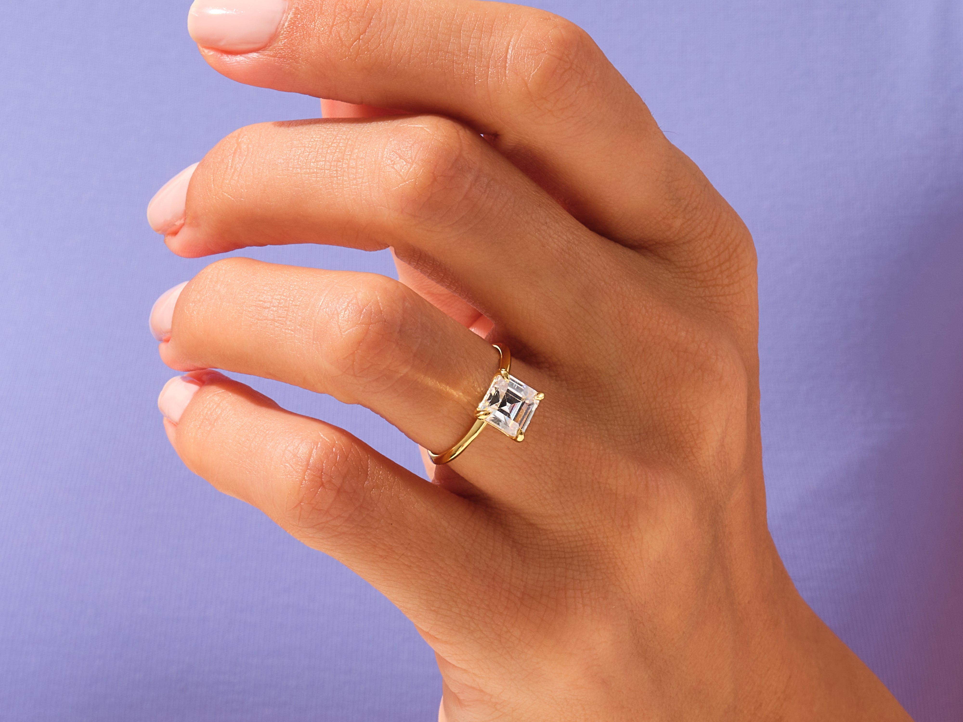 Knife Edge Asscher Engagement Ring