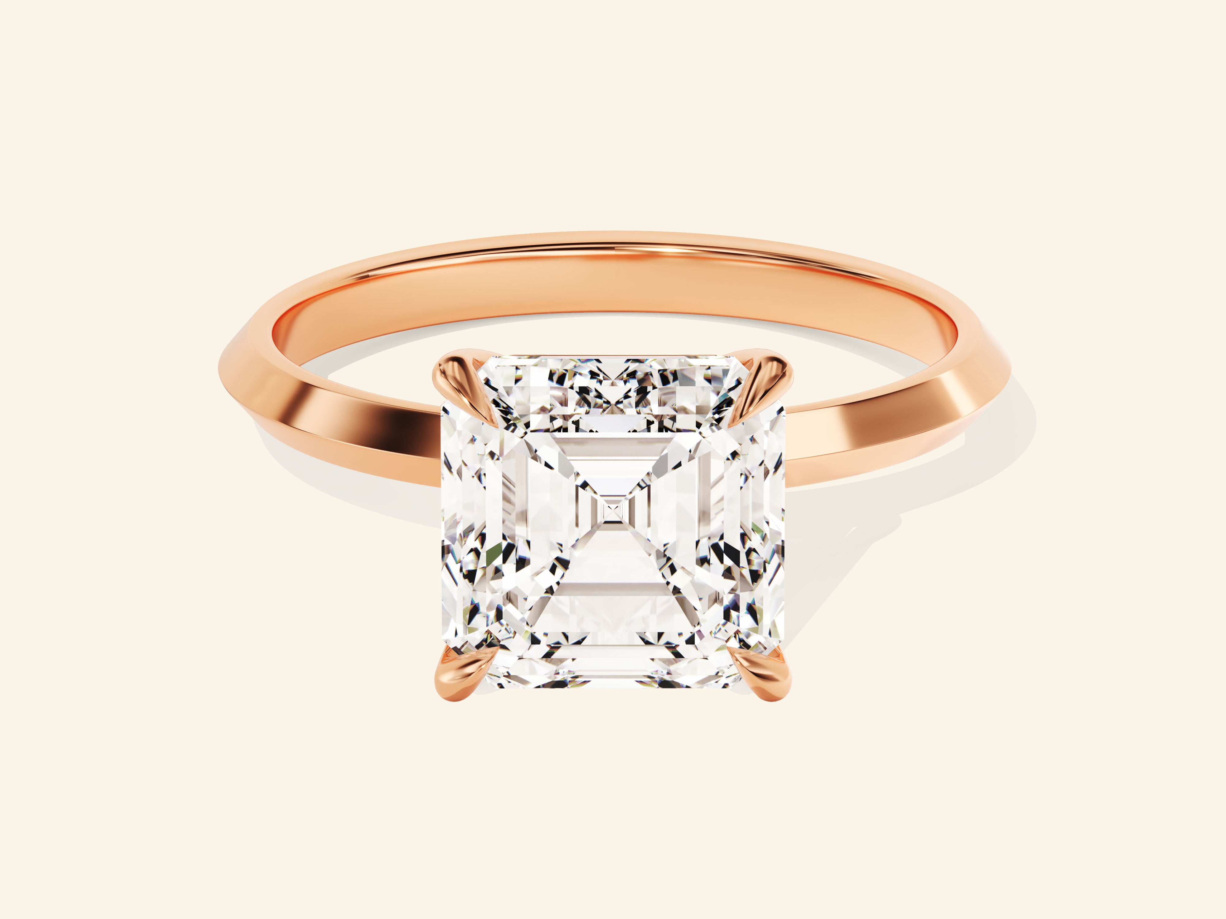 Knife Edge Asscher Engagement Ring