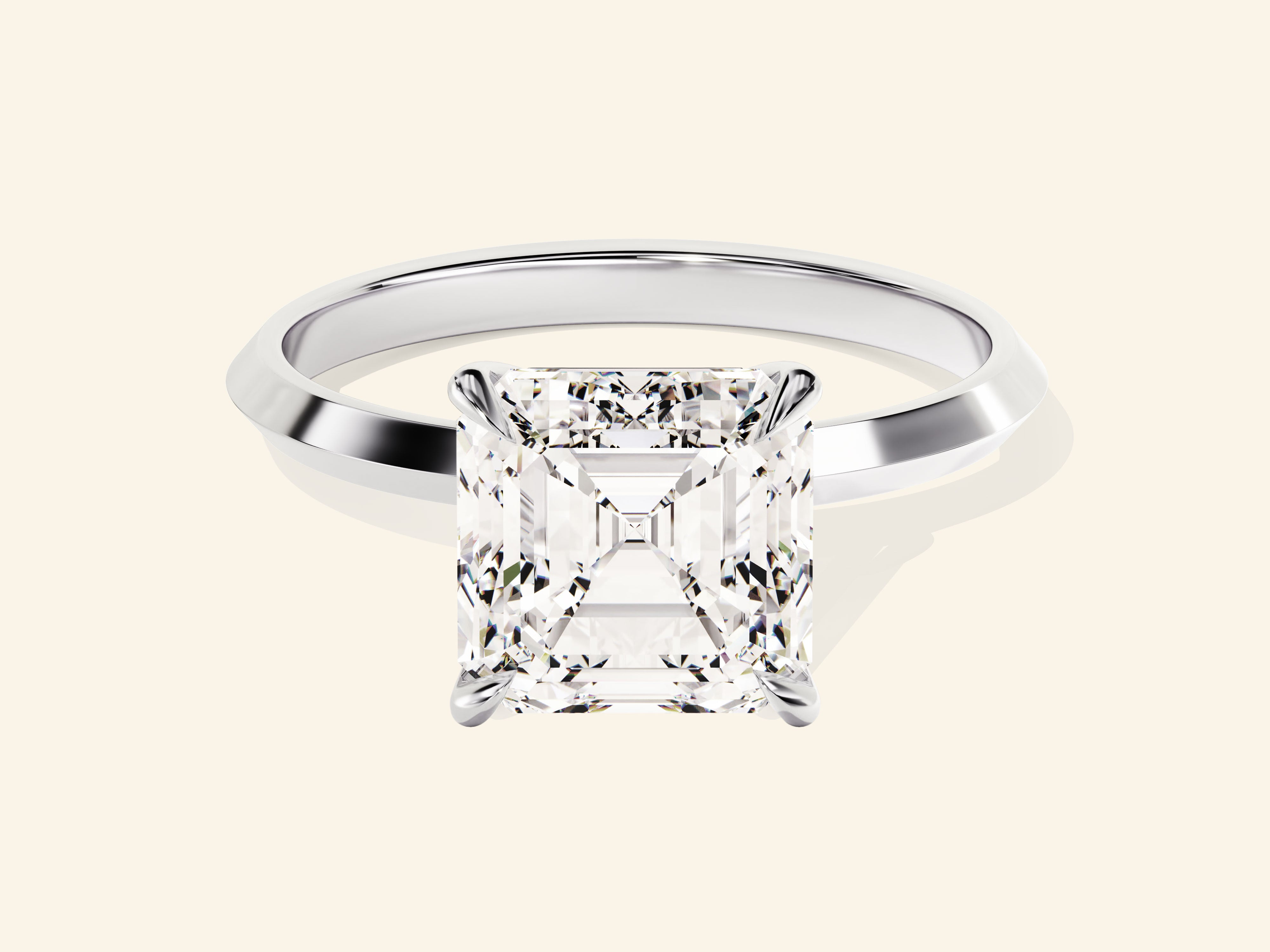 Knife Edge Asscher Engagement Ring