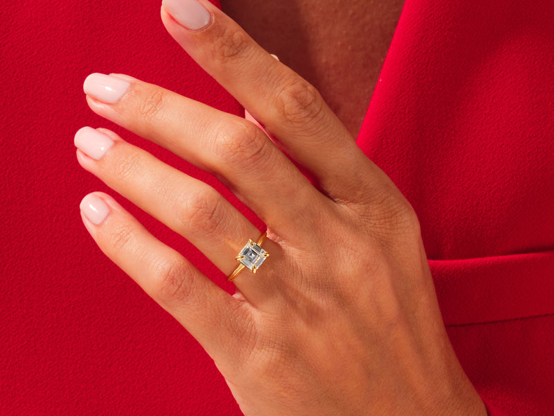 Knife Edge Asscher Engagement Ring