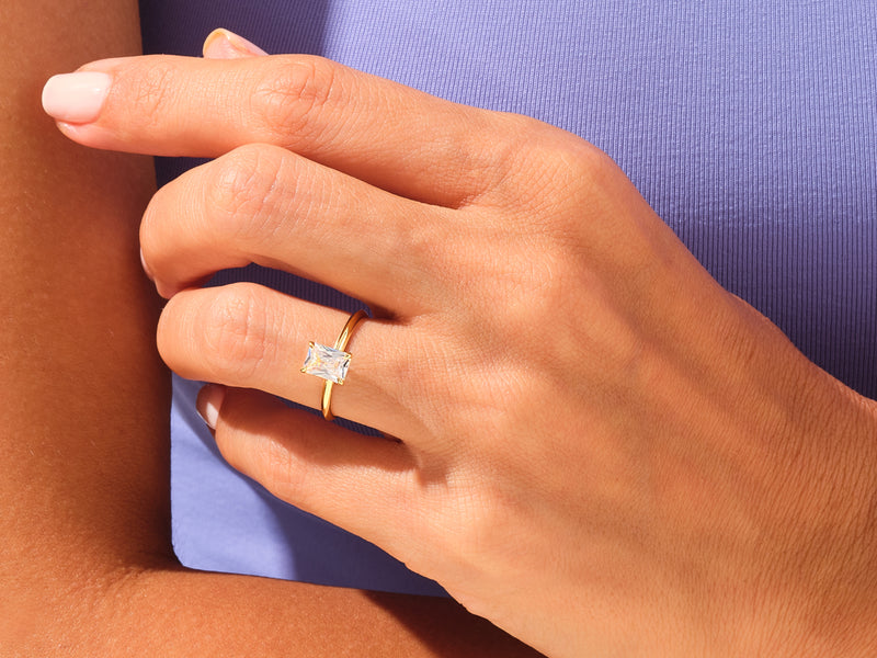Knife Edge Radiant Engagement Ring