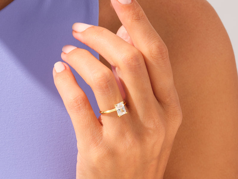 Knife Edge Radiant Engagement Ring