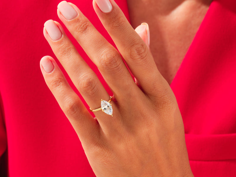 Knife Edge Marquise Engagement Ring
