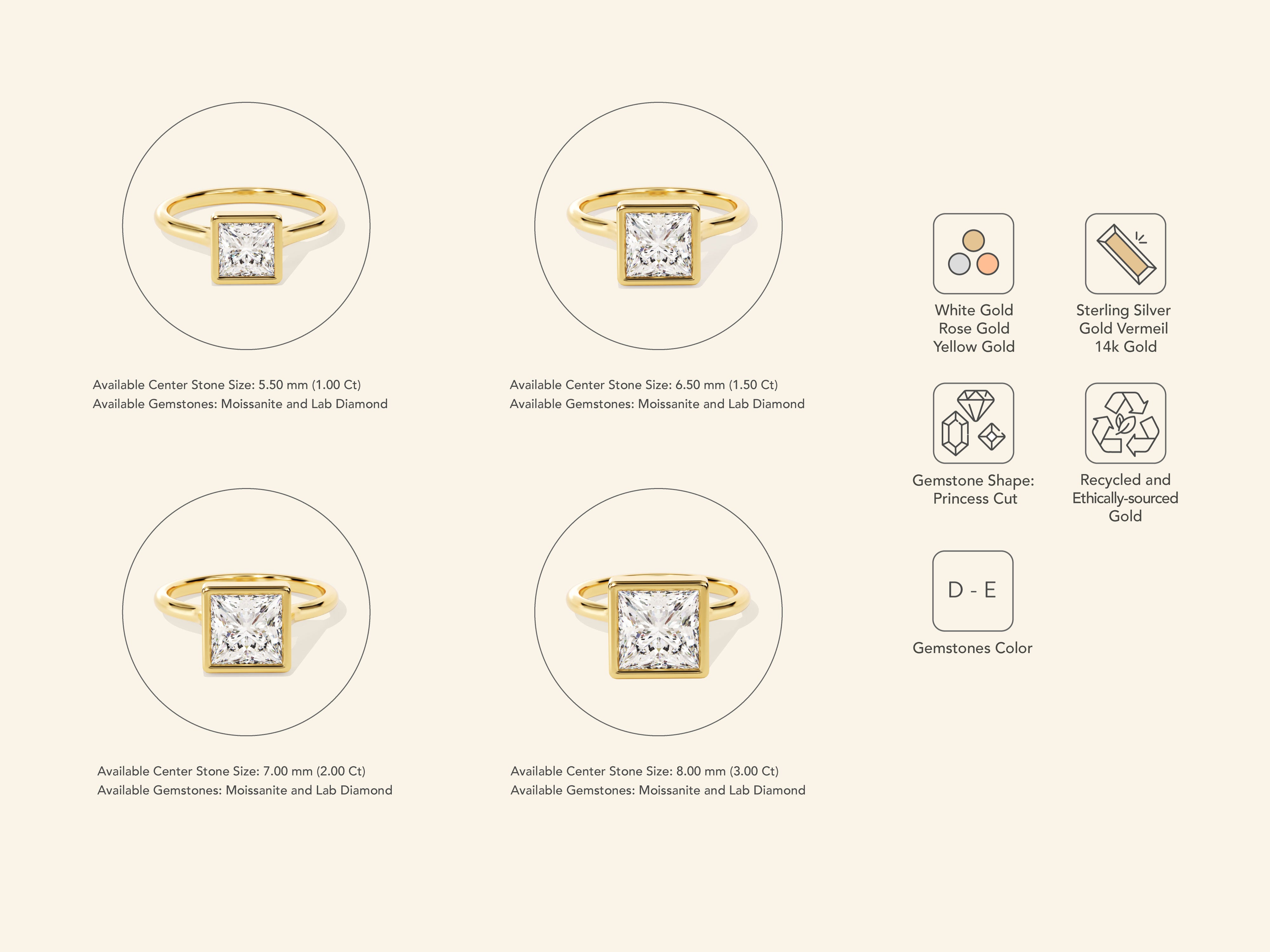 Bezel Princess Engagement Ring