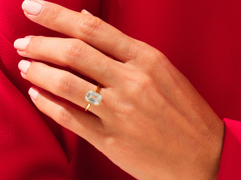 Bezel Emerald Engagement Ring