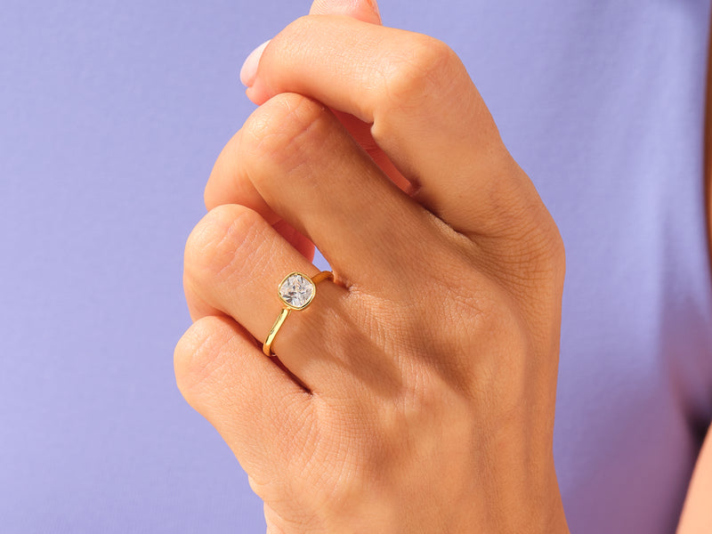 Bezel Cushion Engagement Ring