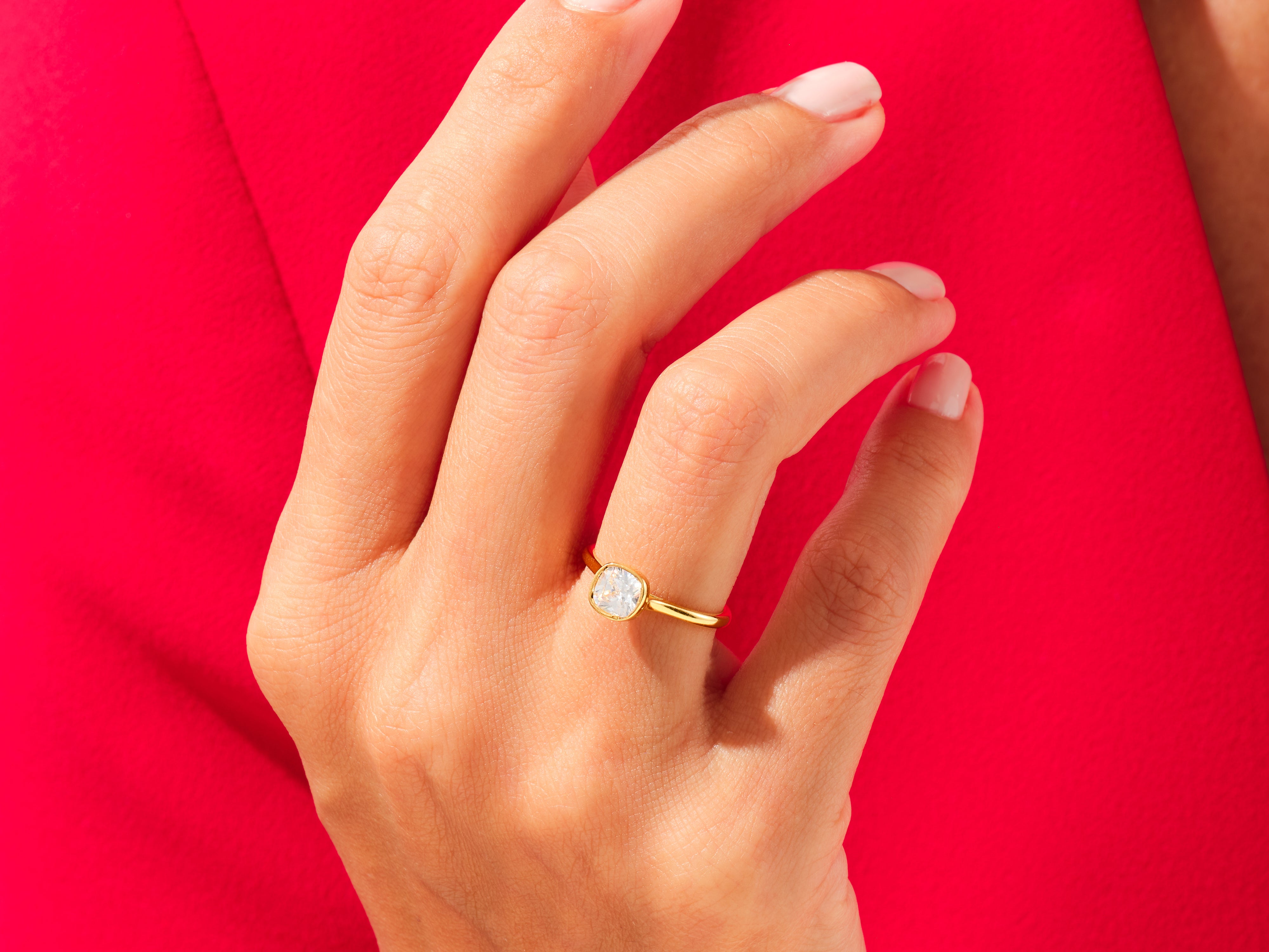 Bezel Cushion Engagement Ring
