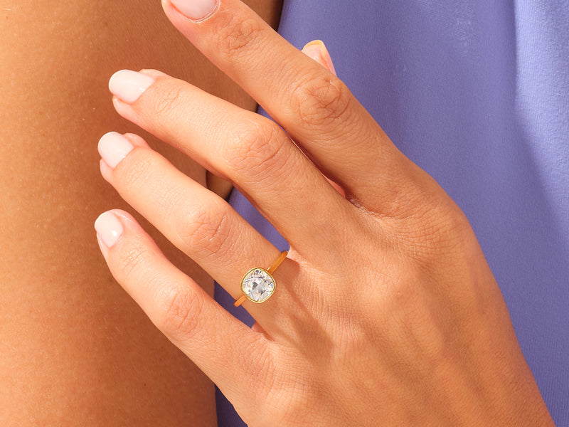 Bezel Cushion Engagement Ring