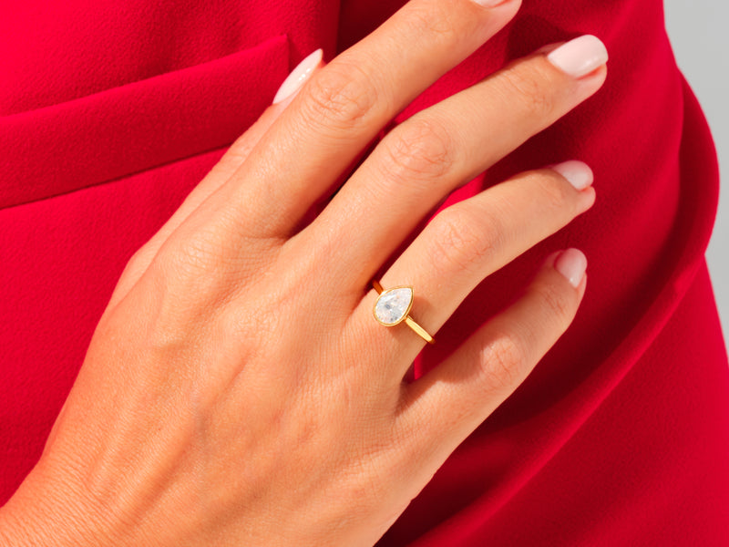 Bezel Pear Engagement Ring