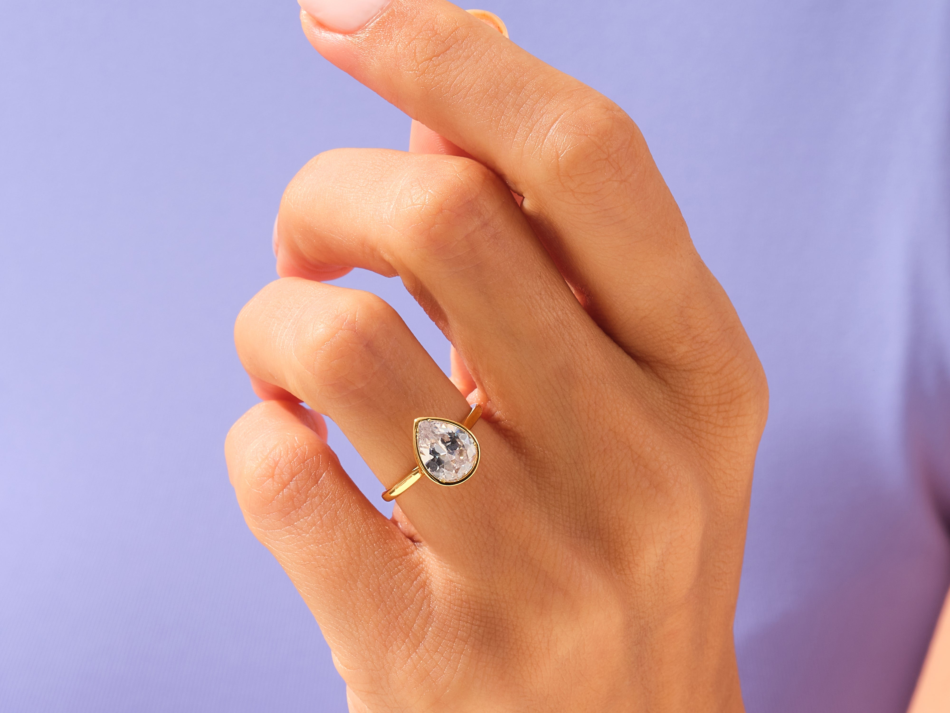 Bezel Pear Engagement Ring
