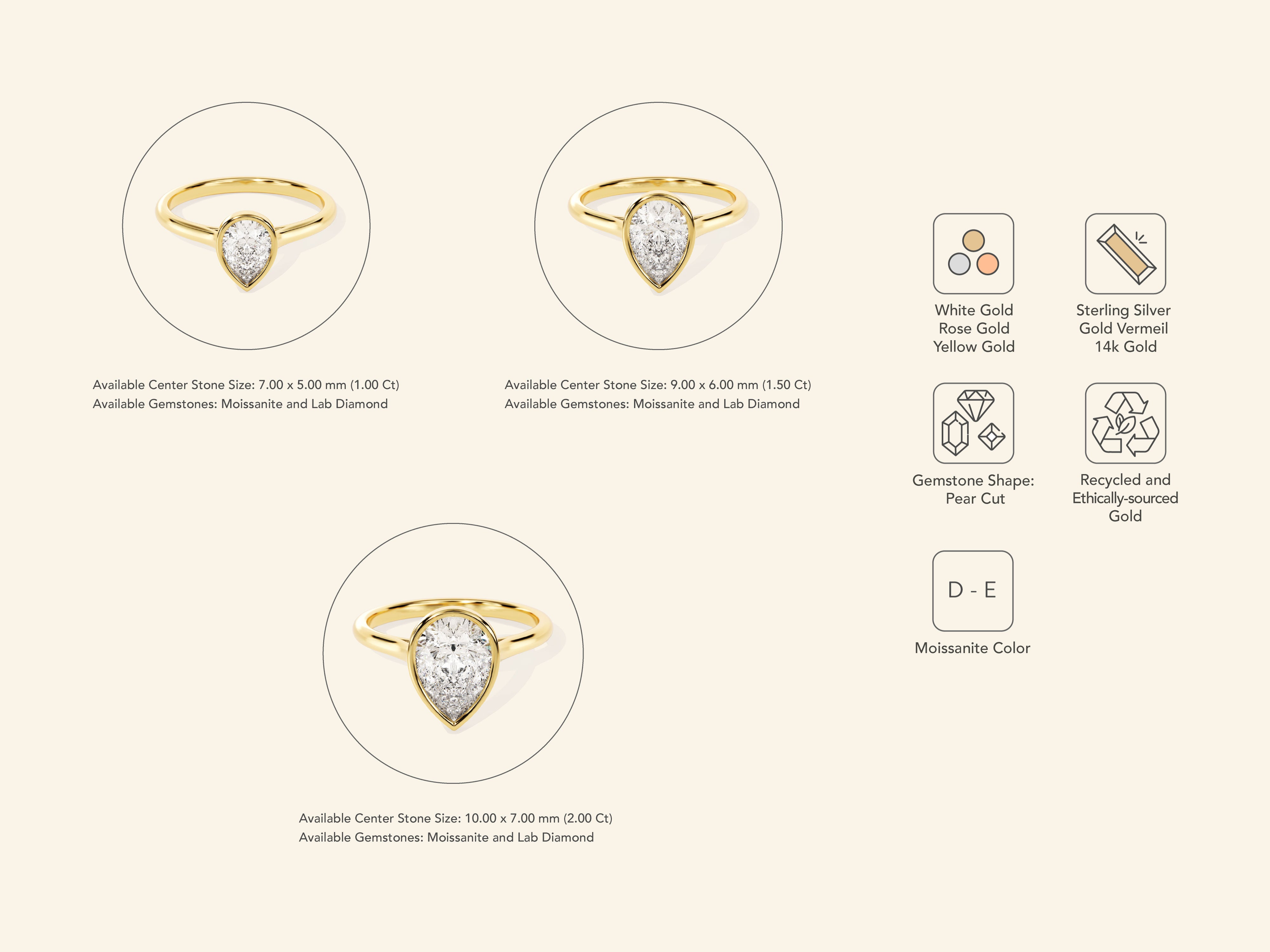 Bezel Pear Engagement Ring