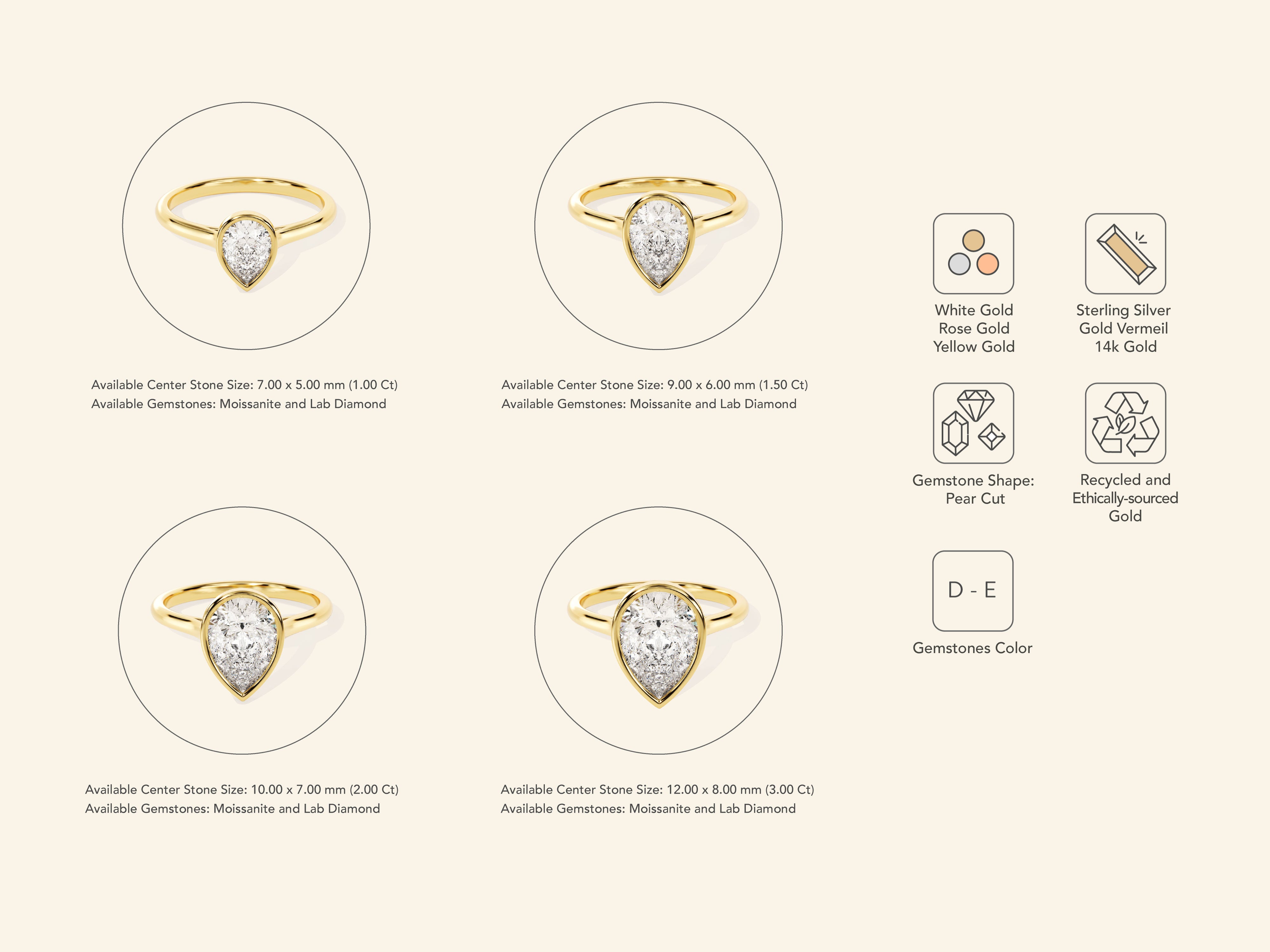 Bezel Pear Engagement Ring