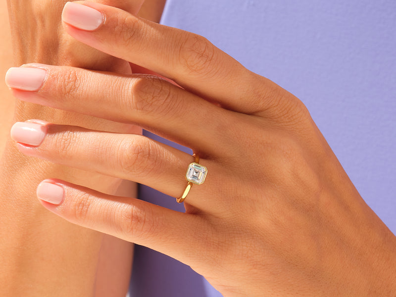 Bezel Asscher Engagement Ring