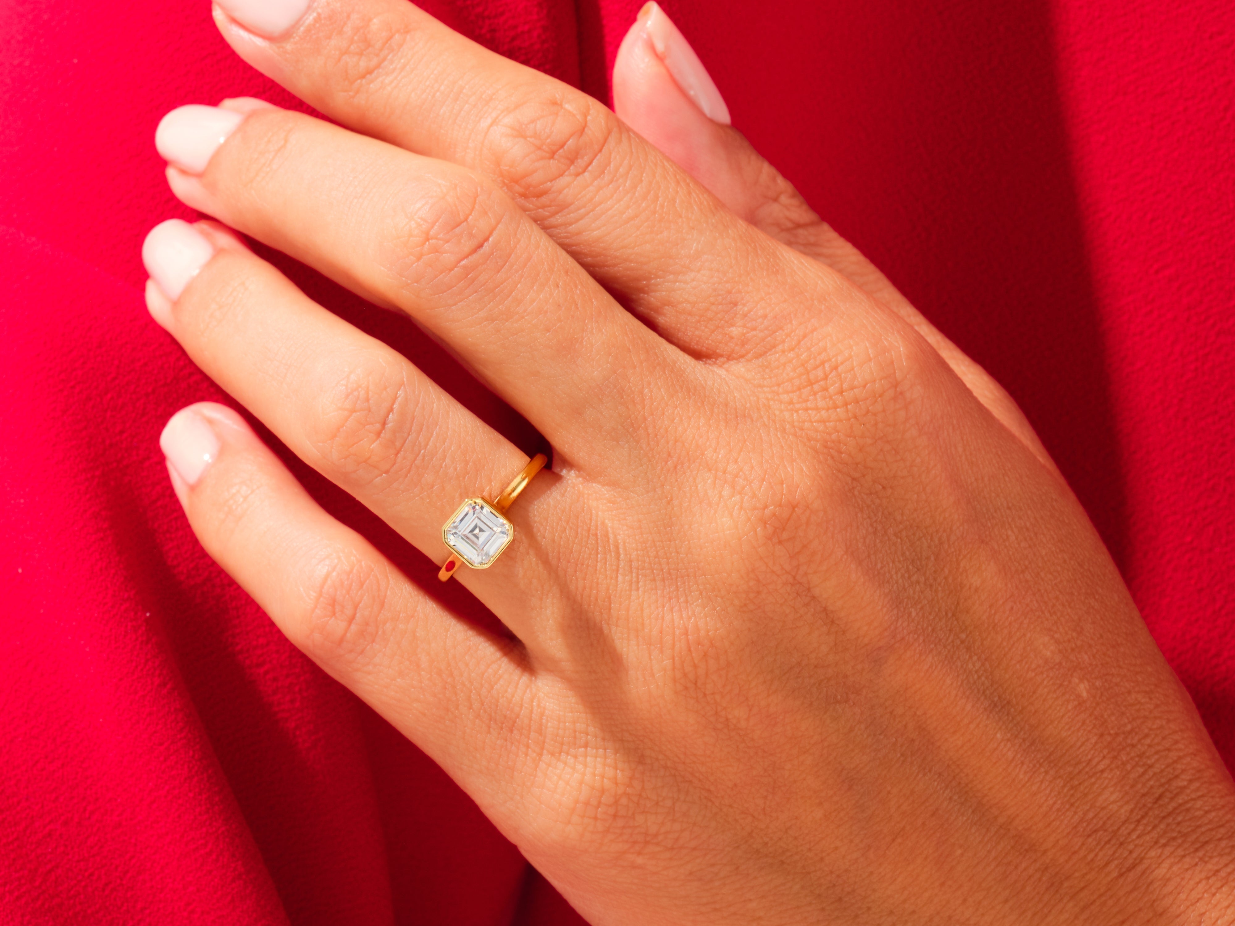 Bezel Asscher Engagement Ring