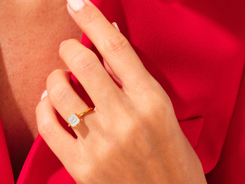 Bezel Asscher Engagement Ring