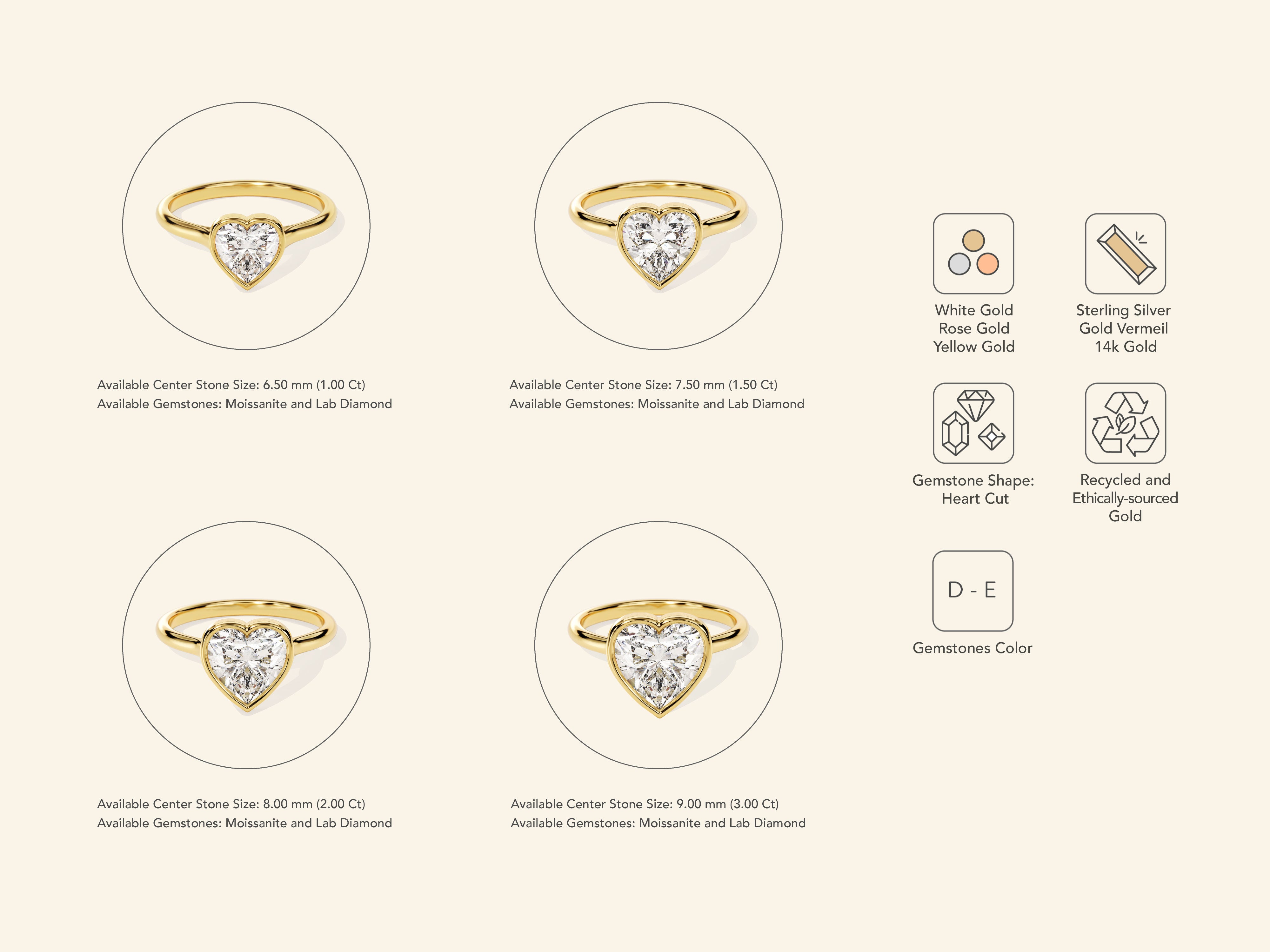 Bezel Heart Engagement Ring