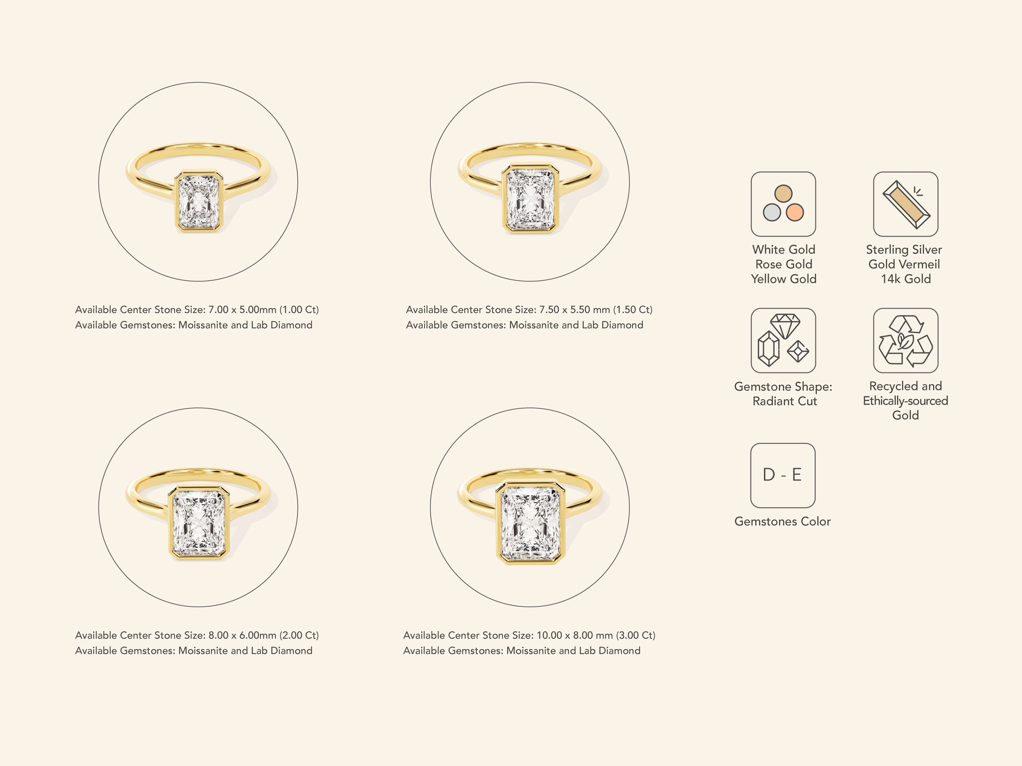 Bezel Radiant Engagement Ring