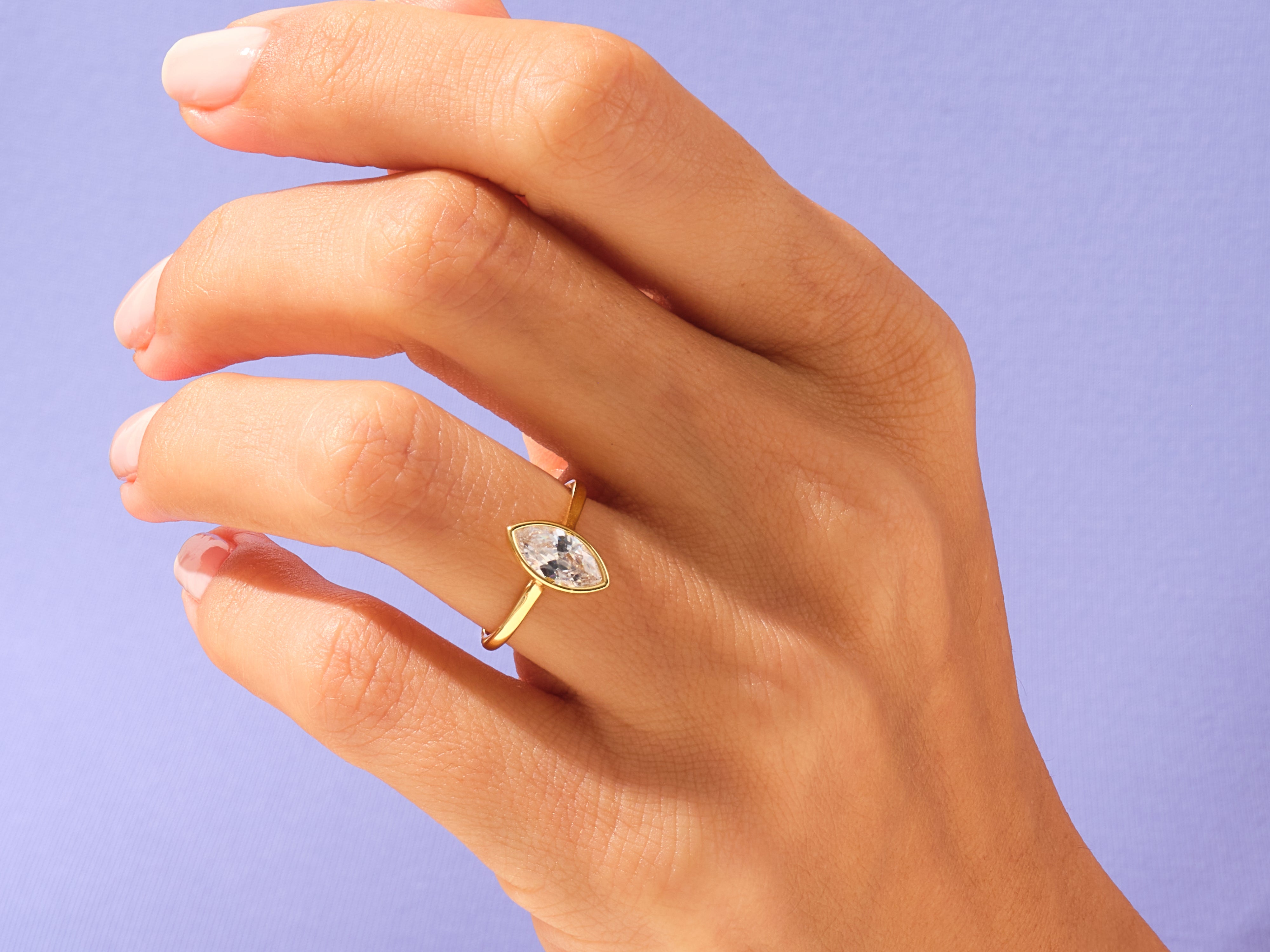 Bezel Marquise Engagement Ring