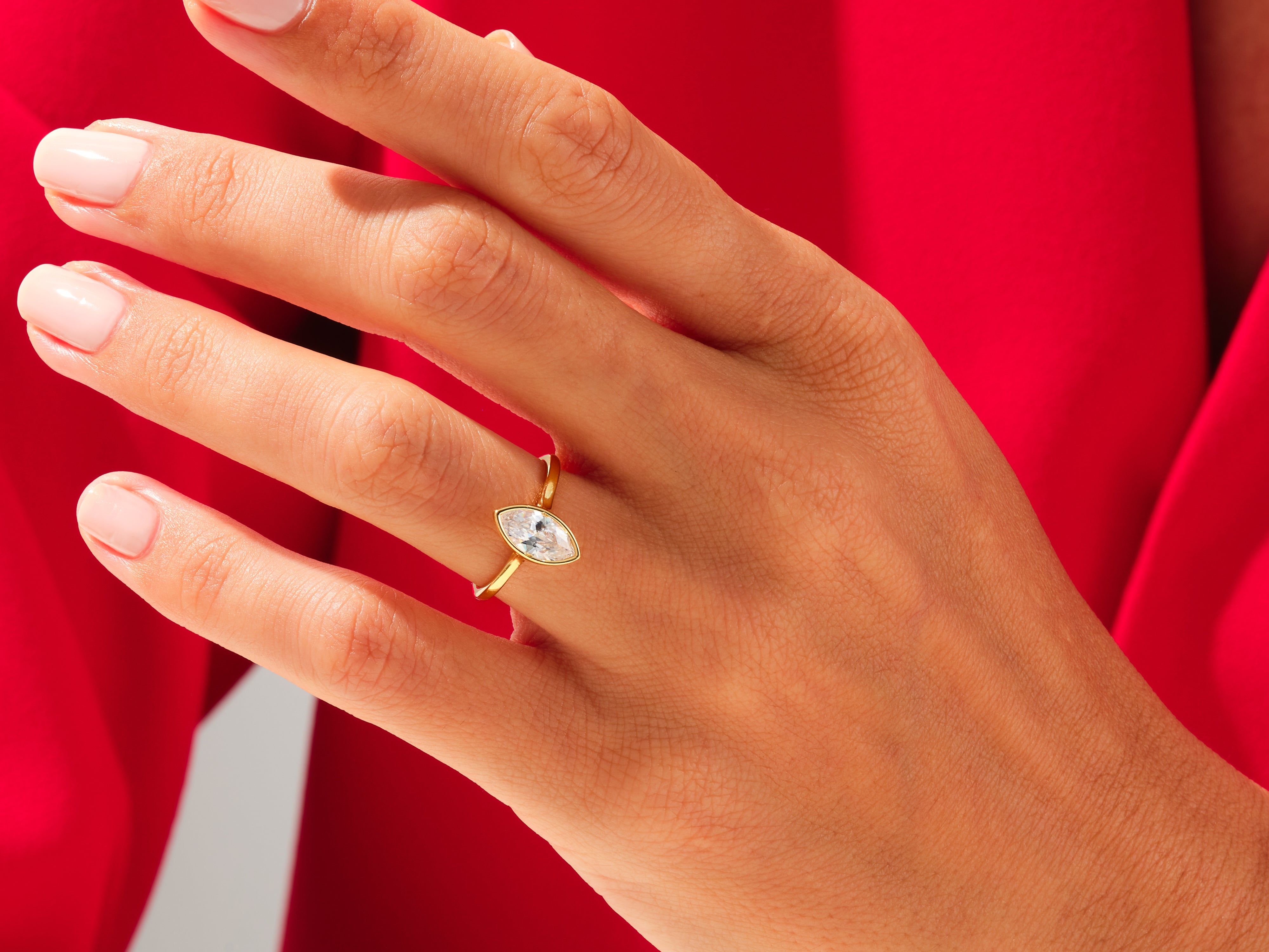 Bezel Marquise Engagement Ring