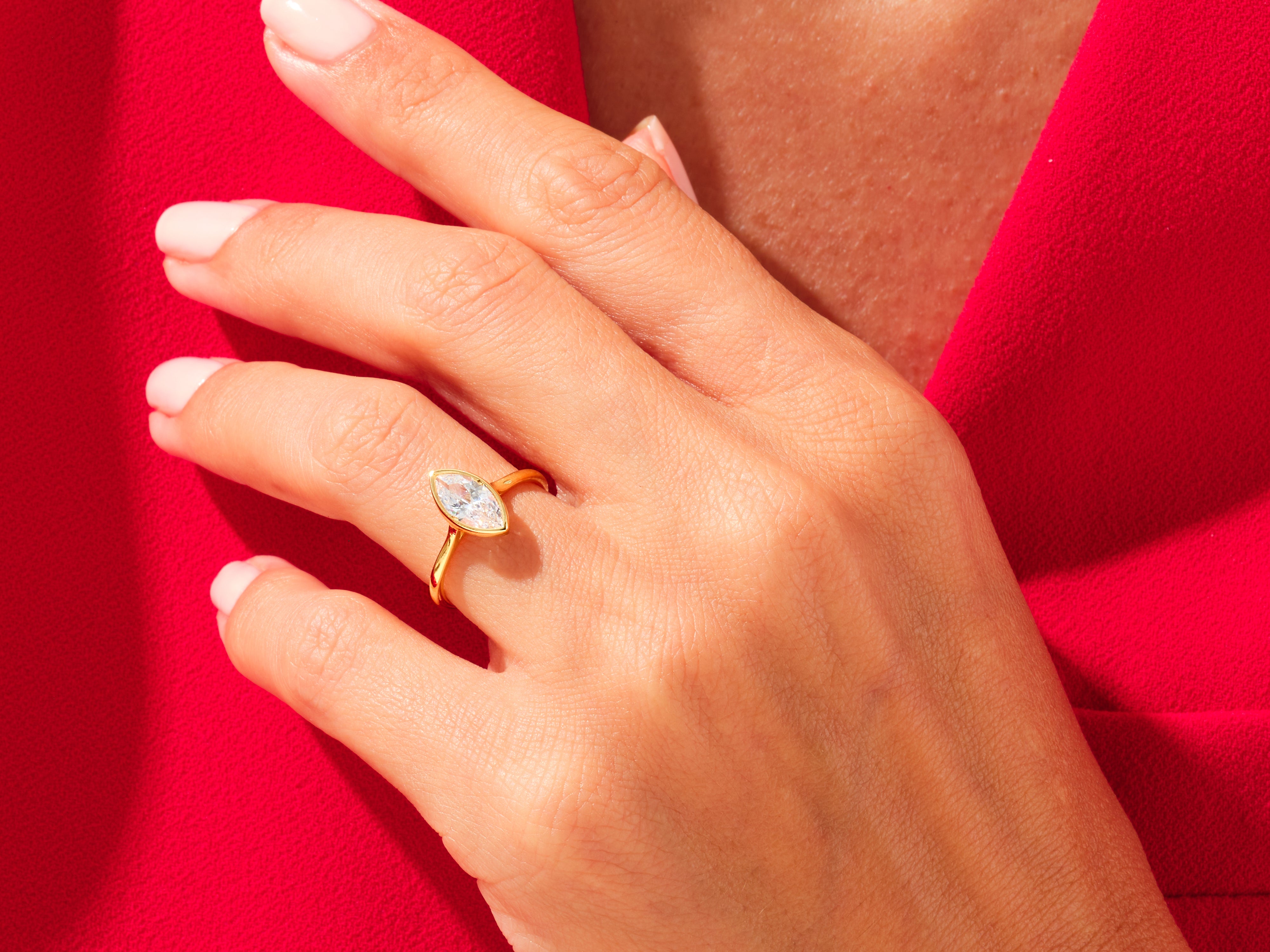 Bezel Marquise Engagement Ring